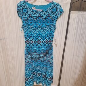 ANNE KLEIN Mykonos Blue Multi Color Dress